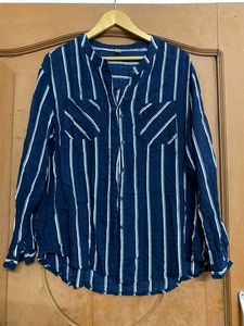 Navy Striped Button-Down Shirt