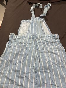 Striped Denim Pinafore Dress
