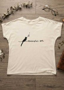 Cute Bird Music Graphic T-Shirt