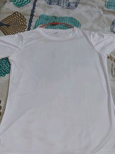 New White Poly Cotton Regular Tishirt