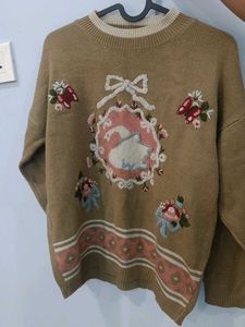 Floral Embroidered Knit Sweater