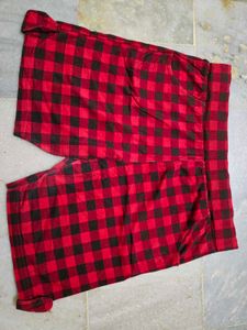 Red &amp; Black Checkered Shorts