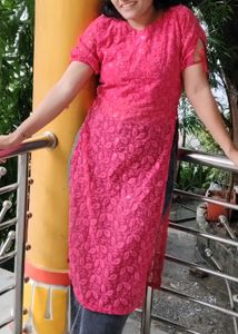 Vibrant Pink Embroidered Kurta