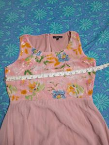 Chic Pink Floral Sequin Dress back also posted