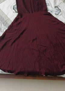 Maroon Ethnic Kurta with Red Neckline Detail