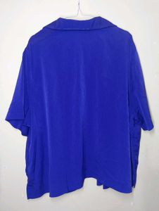 Stylish Blue Embroidered Collared Shirt