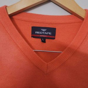 Men's Orange V-Neck pullover