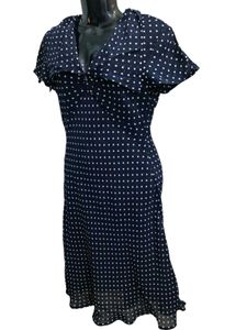 Polka Dot Navy Blue Long Dress Midi One Piece S&amp;M