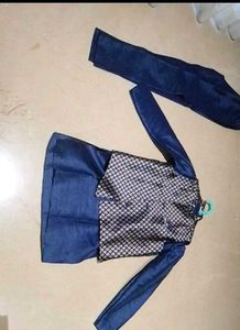 Blue Solid kurta Pyjama