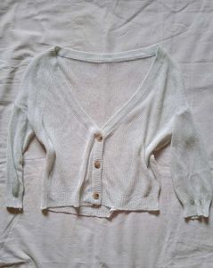 White Knit Button-Up Cardigan
