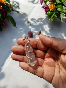 Clear Quartz Crystal Pencil Pendant