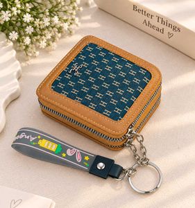Stylish Double Zip Compact Wallet with Keychain