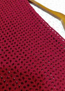 handmade !!! Maroon Crocheted Top