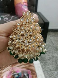 gold and green earings