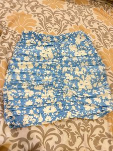 Floral Ruched Mini Skirt
