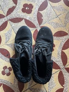 Black Suede Lace-Up Boots