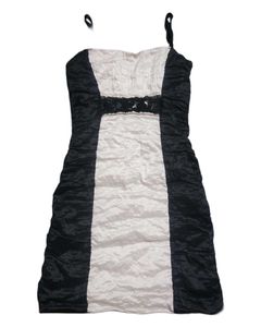 Chic Ruched Black &amp; White Mini Dress