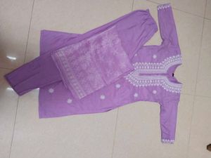 Lavender Embroidered Kurta Set