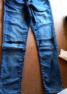 Distressed Blue Denim Jeans, new without tag