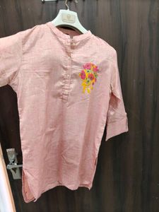Elegant Pink Embroidered short Kurta