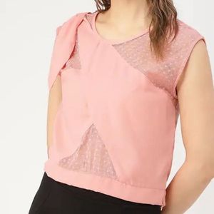 Chic Pink Polka Dot Mesh Top