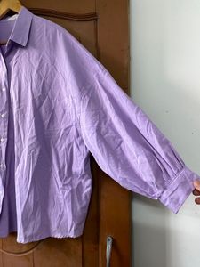 Purple Oversized Button-Up Shirt