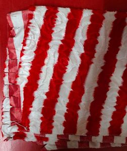 Red &amp; White Fur-Style Dupatta / Shawl – Stylish Wi