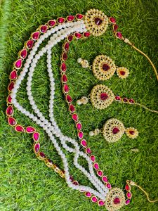 Stunning Pearl &amp; Ruby Choker Set