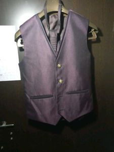 Elegant Purple Suit with Vest and Tie