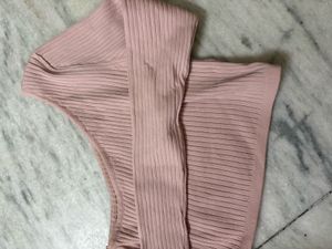 Pink One Shoulder Ribbed Crop Top