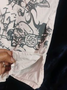 yk2 white Graphic Print Tunic Top