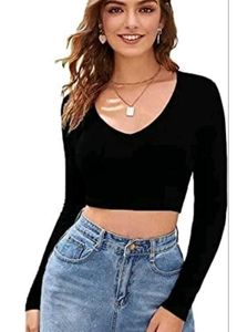 Chic Black Long Sleeve Crop Top