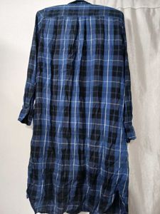 Blue Plaid Shirt Dress