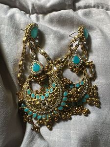 Stunning Turquoise &amp; Gold Statement Earrings