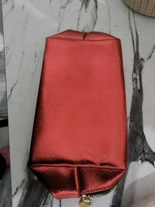 Shiny Red Makeup Pouch