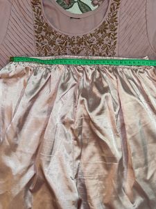 Elegant Pink Kurta with Golden Embroidery