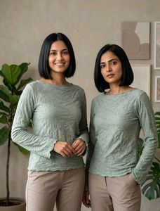 Textured Long Sleeve Top