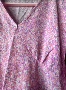 Vero Moda Pink Floral Print V-Neck Dress