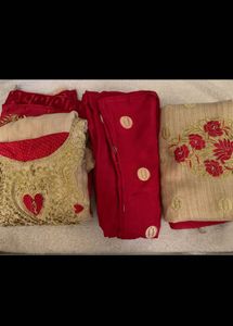 Red Golden Wedding Kurta Suit Set