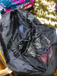 Chic Black Tote Bag with Drawstring