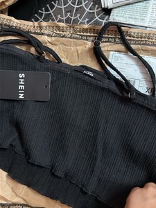 Shein Black Ribbed Crop Top