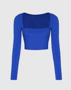 Royal Blue Square Neck Long Sleeve Top