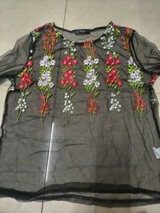 Shein Black Floral Mesh Top pick any one