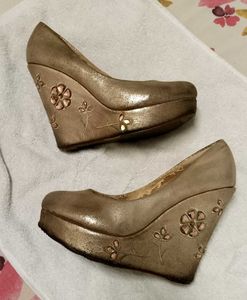 silver wedge heels