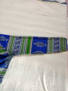 Blue &amp; Green Printed Cotton Kurta