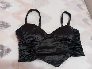 Satin Halter Neck Corset Top