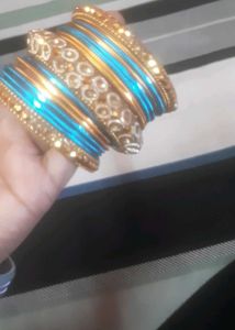 Beautiful Blue & Gold Bangles