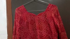 Red Bandhani Print Kurta