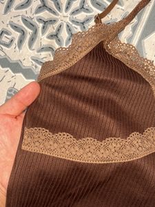H&amp;M Brown Lace Cami Top