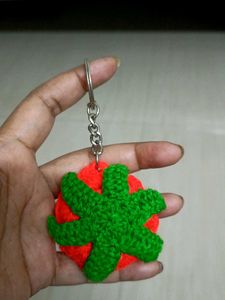 Handmade Crochet Rose Keychain